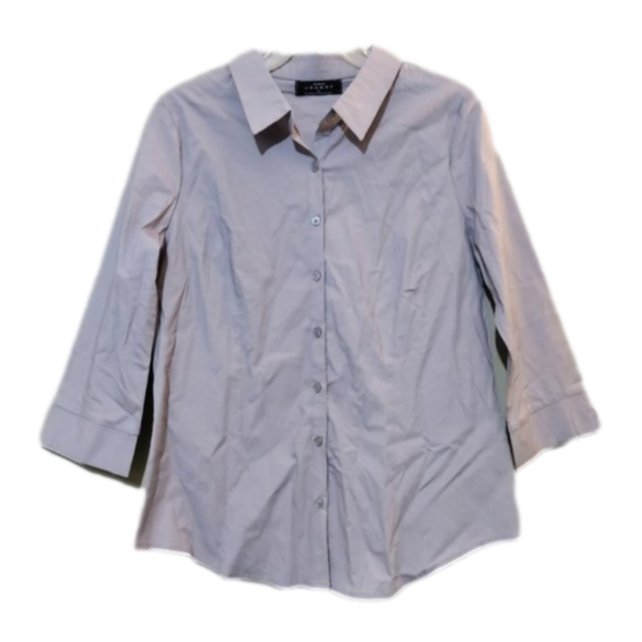 Made by Johnny Tops - Made By Johnny Light Grey Purple Cotton Stretch Button Down Shirt Size XL Large
